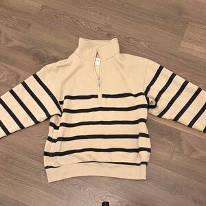 Striped Half-Zip Sweatshirt